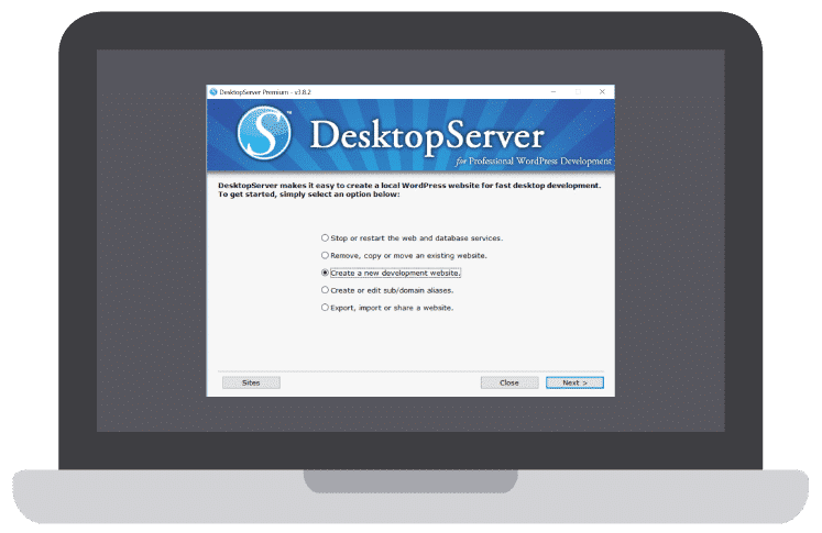A tela DesktopServer