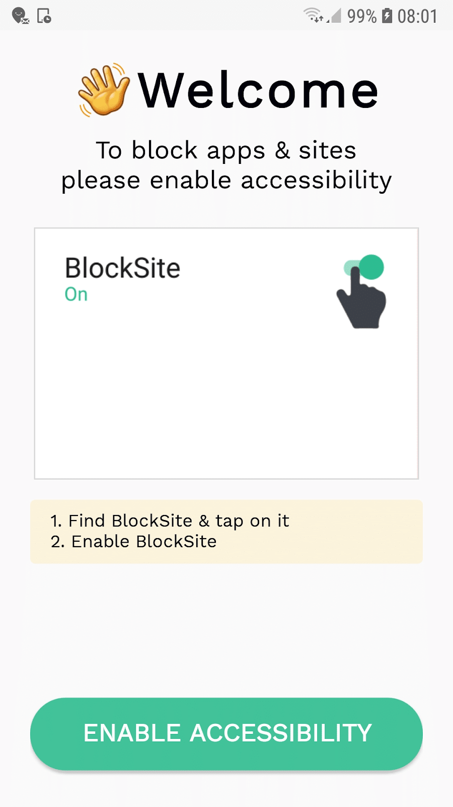 Acessibilidade do aplicativo BlockSite