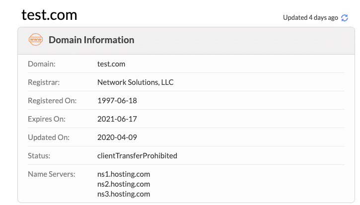 Verifique qual servidor de nomes seu site está usando com Whois.