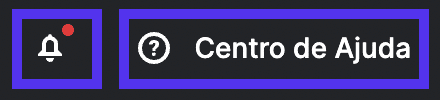 Botões práticos de Notificação e Centro de Ajuda.