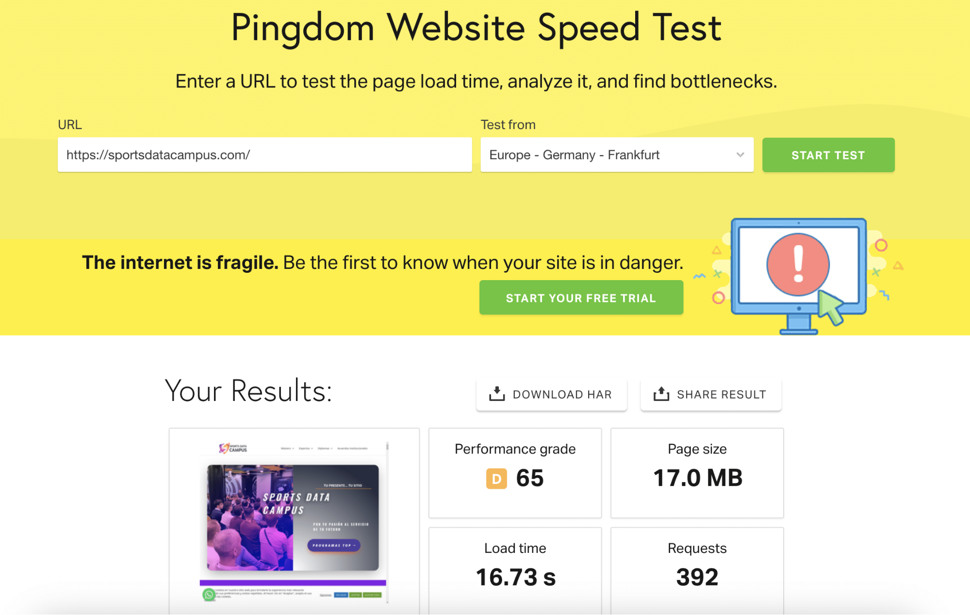 O tempo de carregamento do armazenamento antes de mudar para a Kinsta era de mais de 12 segundos.