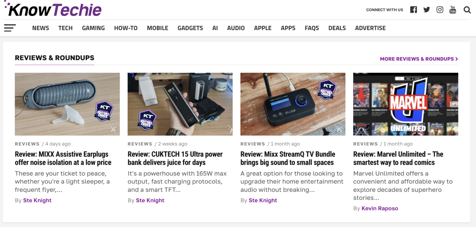 Site do KnowTechie: