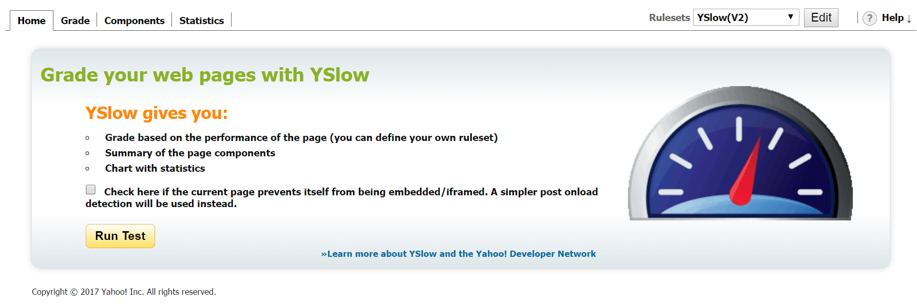 yslow speed test tool