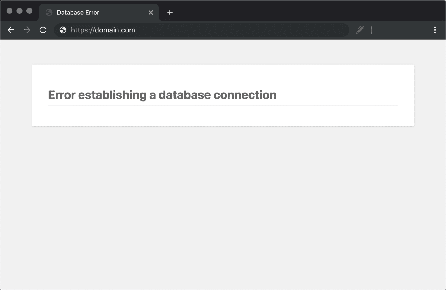 Fel vid upprättande av en databasanslutning i Chrome