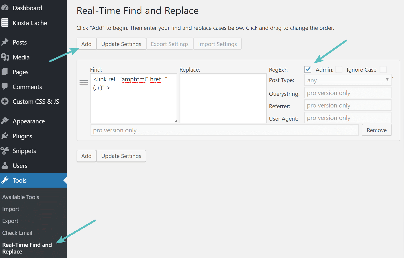 Regex i Realtime find and replace