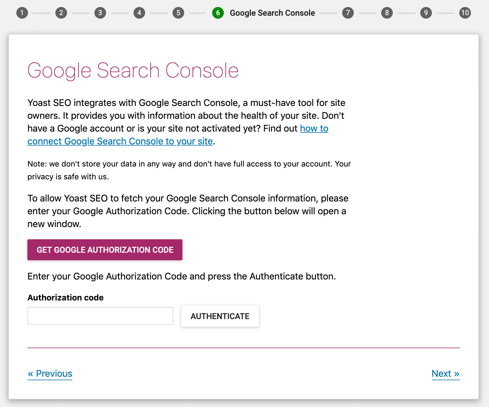 Om du har ett Google Search Console-konto bör du synkronisera det nu