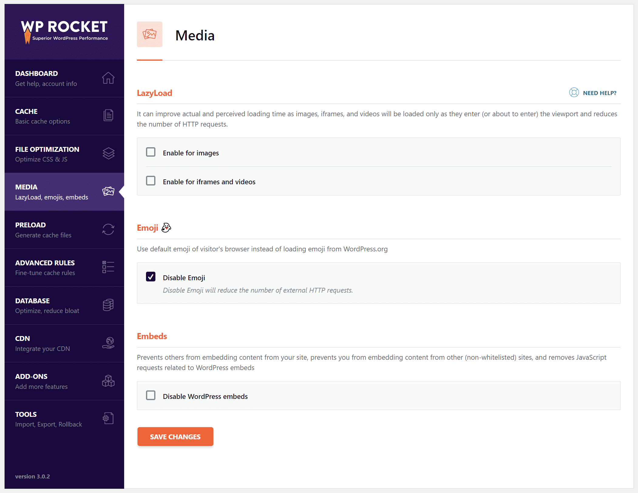 WP Rocket media-optimering