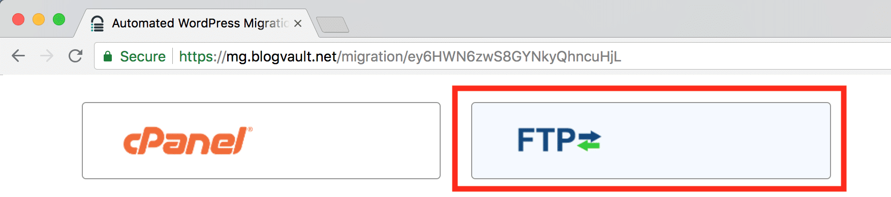 Bläddra längst ned i listan och leta reda på FTP-alternativet.