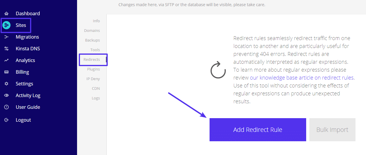 Så här ställer du in omdirigeringar från din MyKinsta-panel
