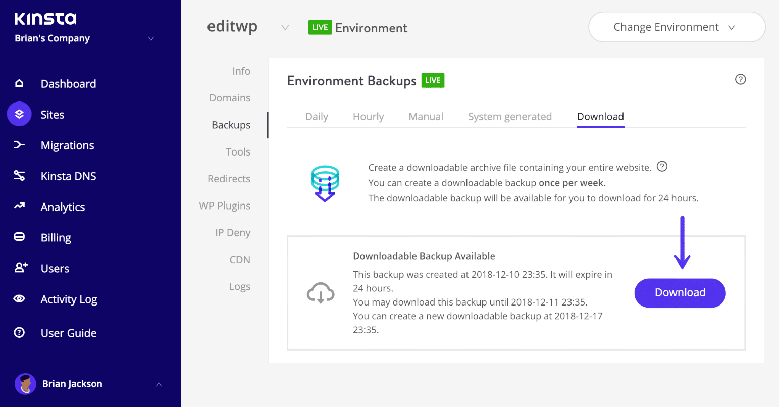 Ladda ner WordPress backup