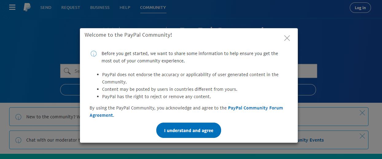 PayPal ansvarsfriskrivning på forum