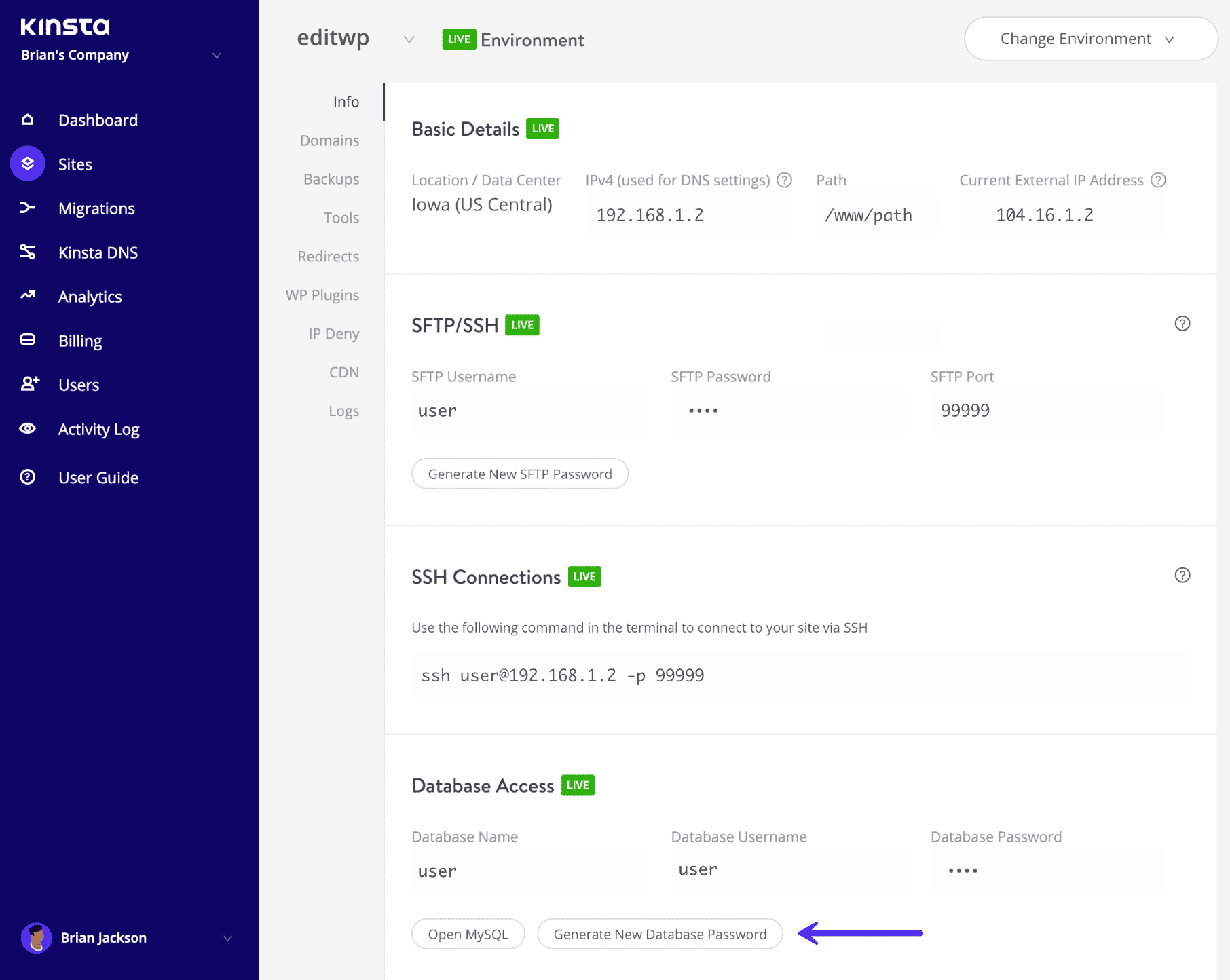 Change database password