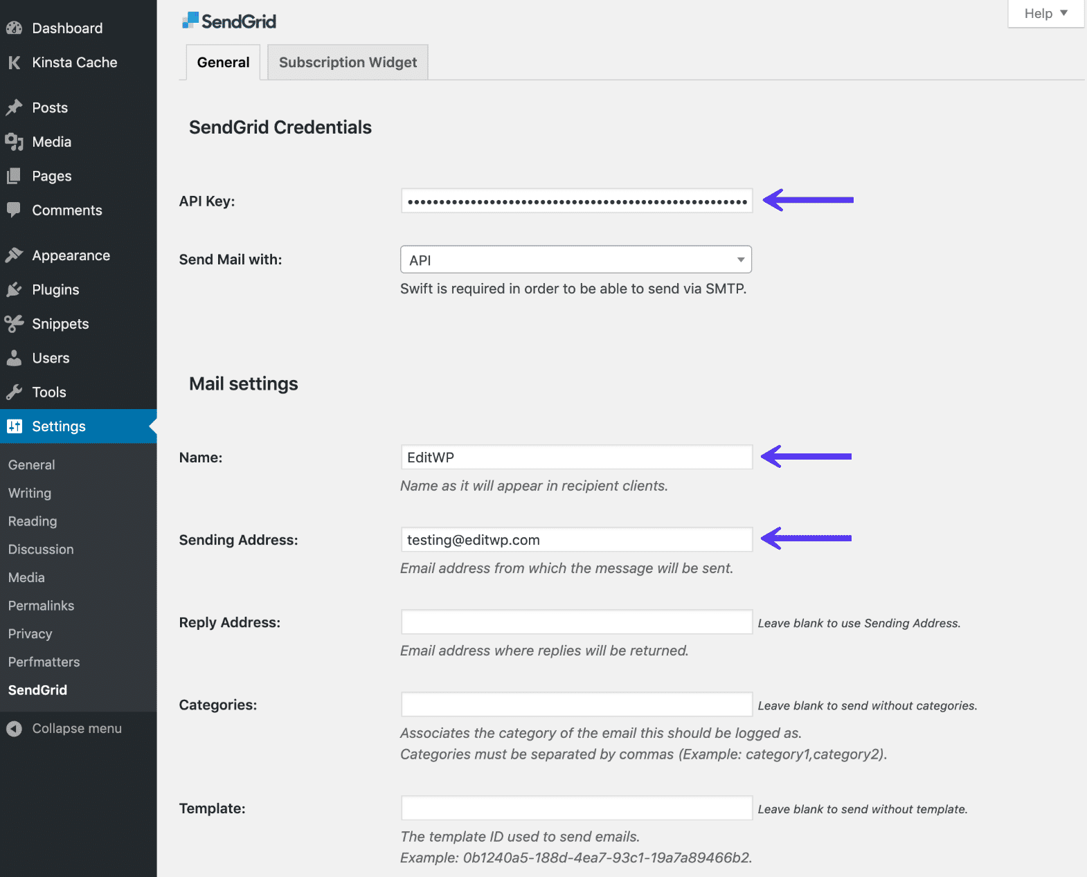 SendGrid-autentiseringsuppgifter