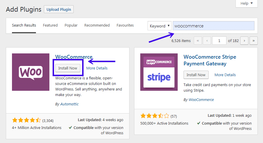 Installera WooCommerce