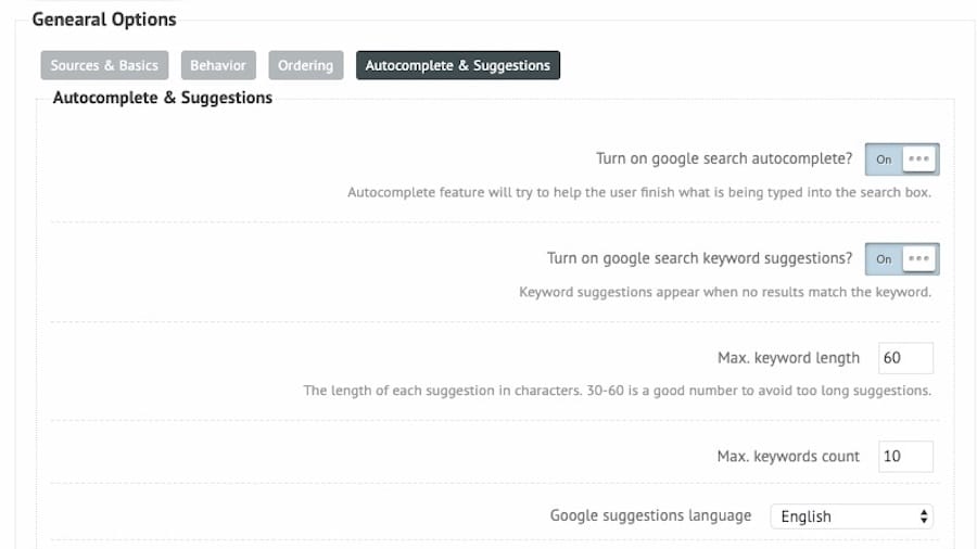 Ajax Search-plugin: Autokomplettera och förslag