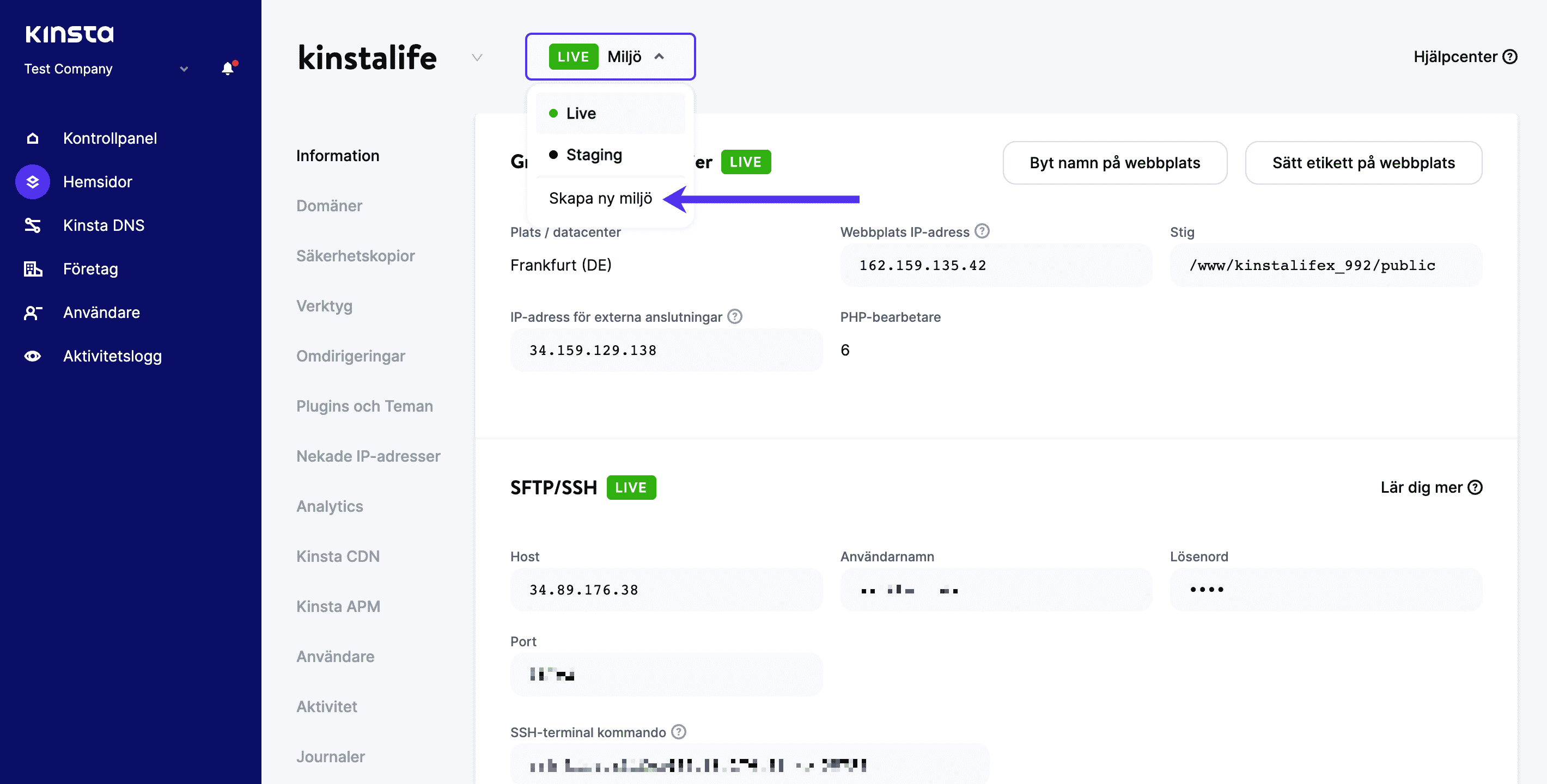 Skapa en ny scenografisk miljö i MyKinsta.