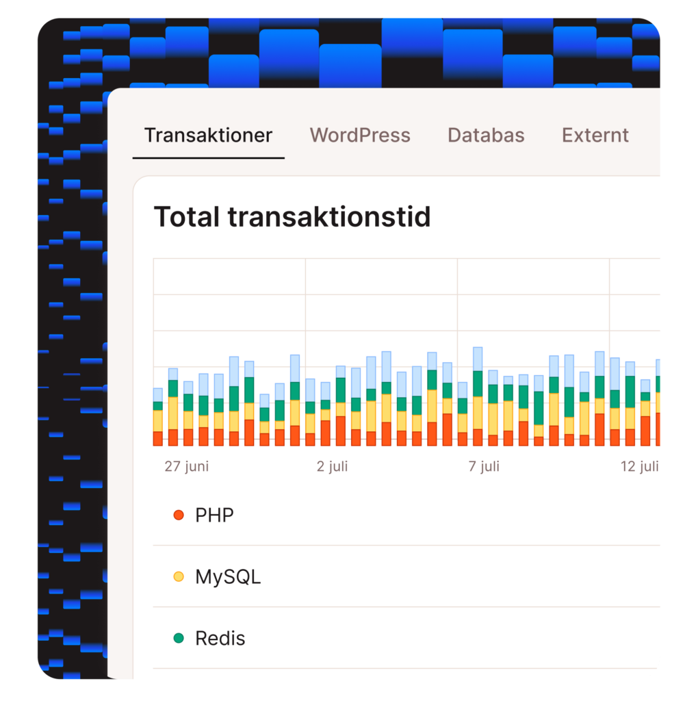 Skärmdump av transaktioner i MyKinsta APM-verktyget