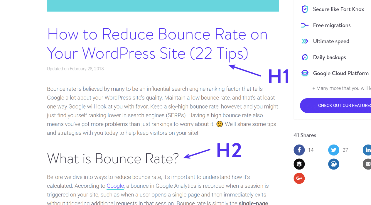 H1 and H2 headings