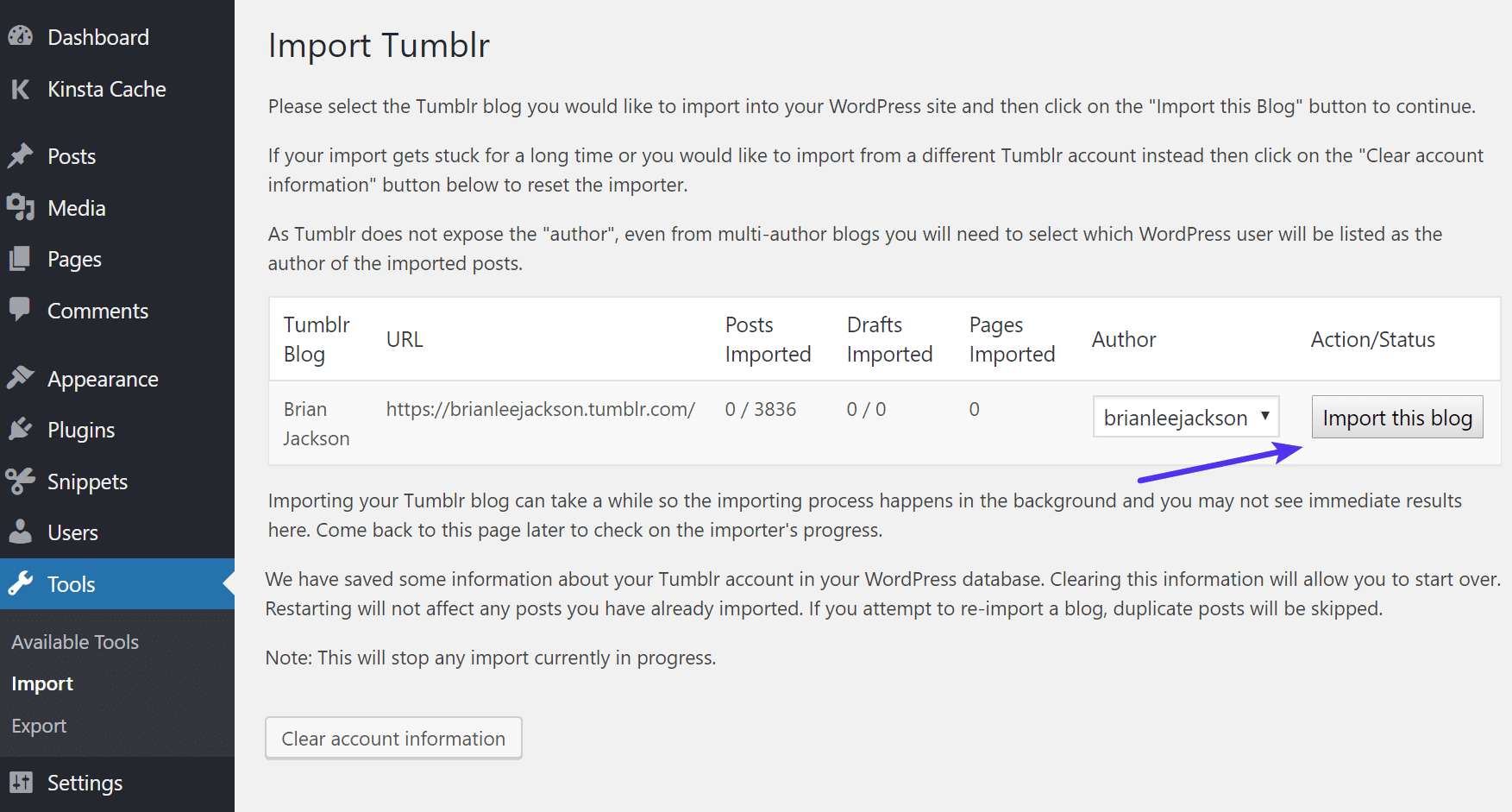 Installing User.com on Tumblr website