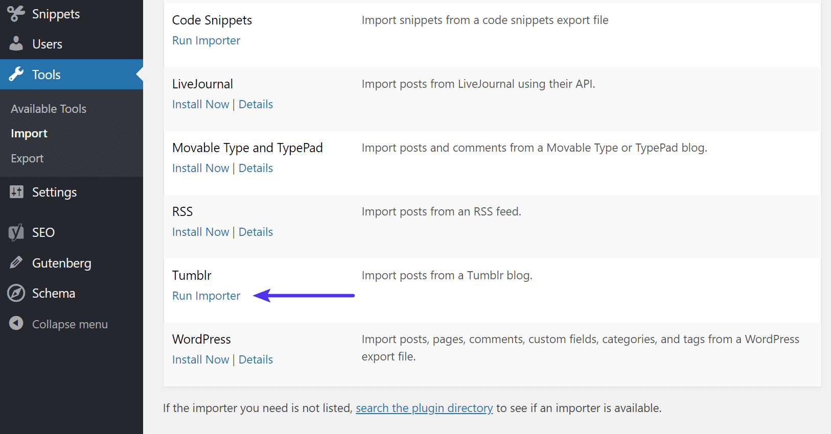 Импорт RSS. WORDPRESS snippets меню. Snippet. Simple link Directory плагин.