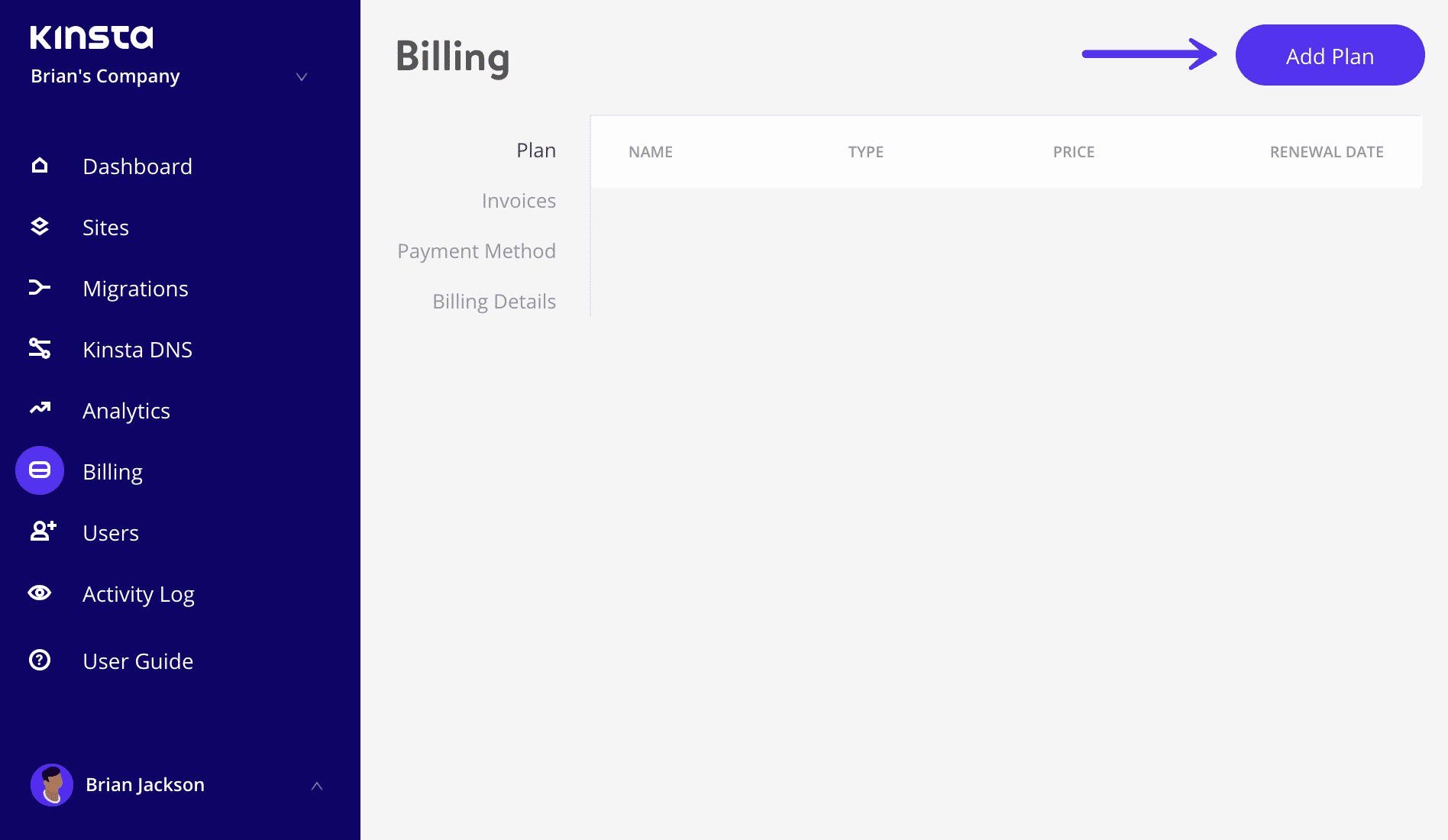 Add hosting plan