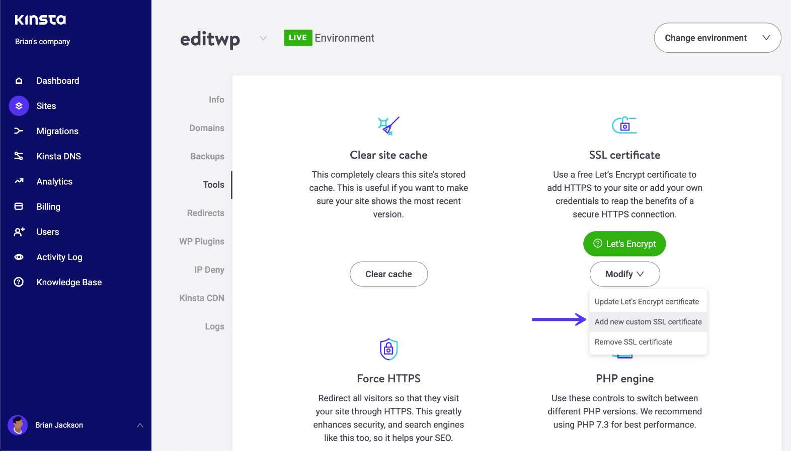 Add Custom HTTPS Credentials