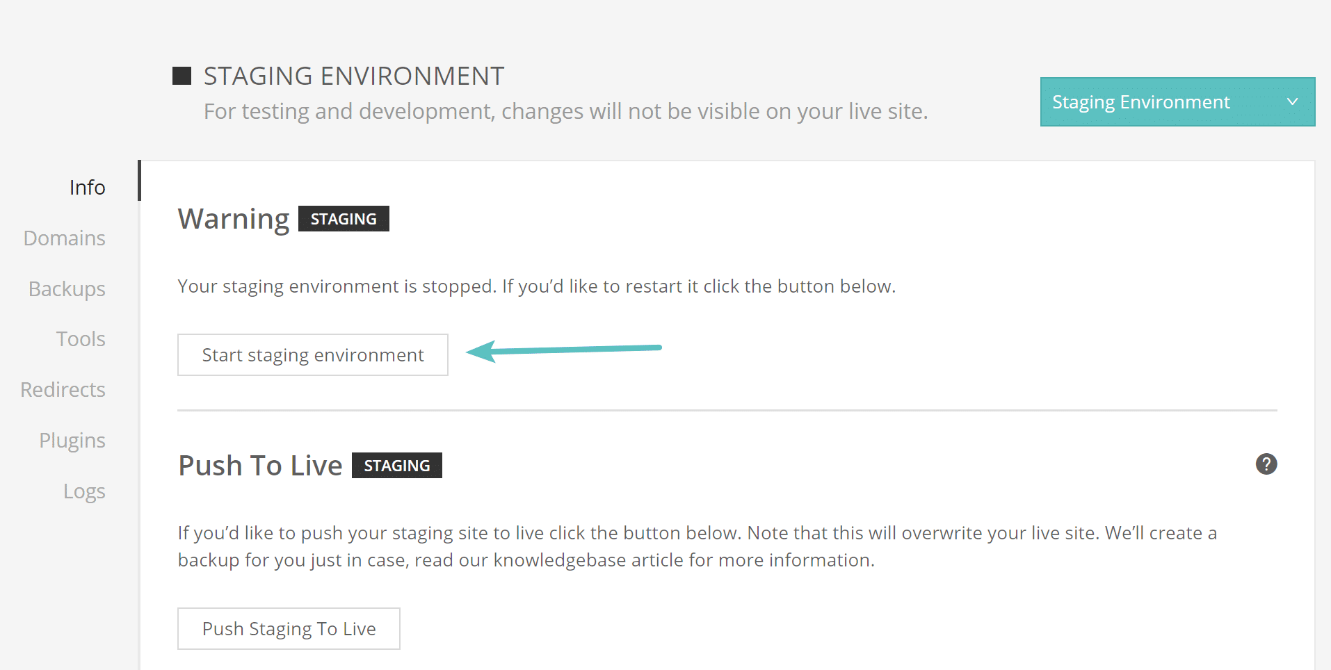 Start staging environment