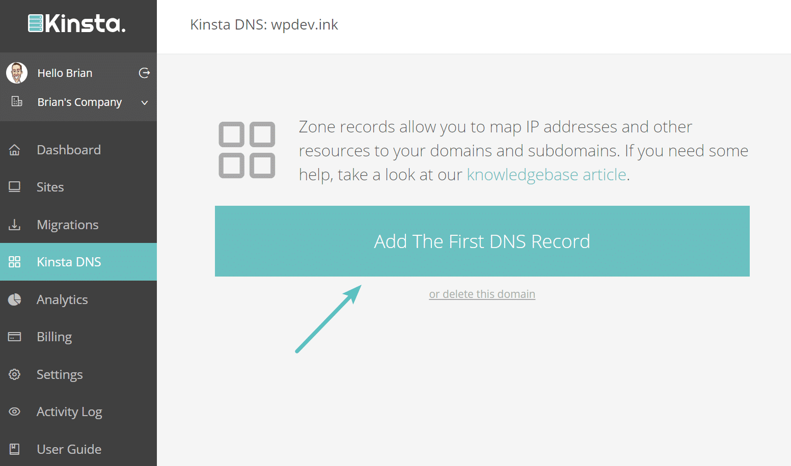 Add first DNS record