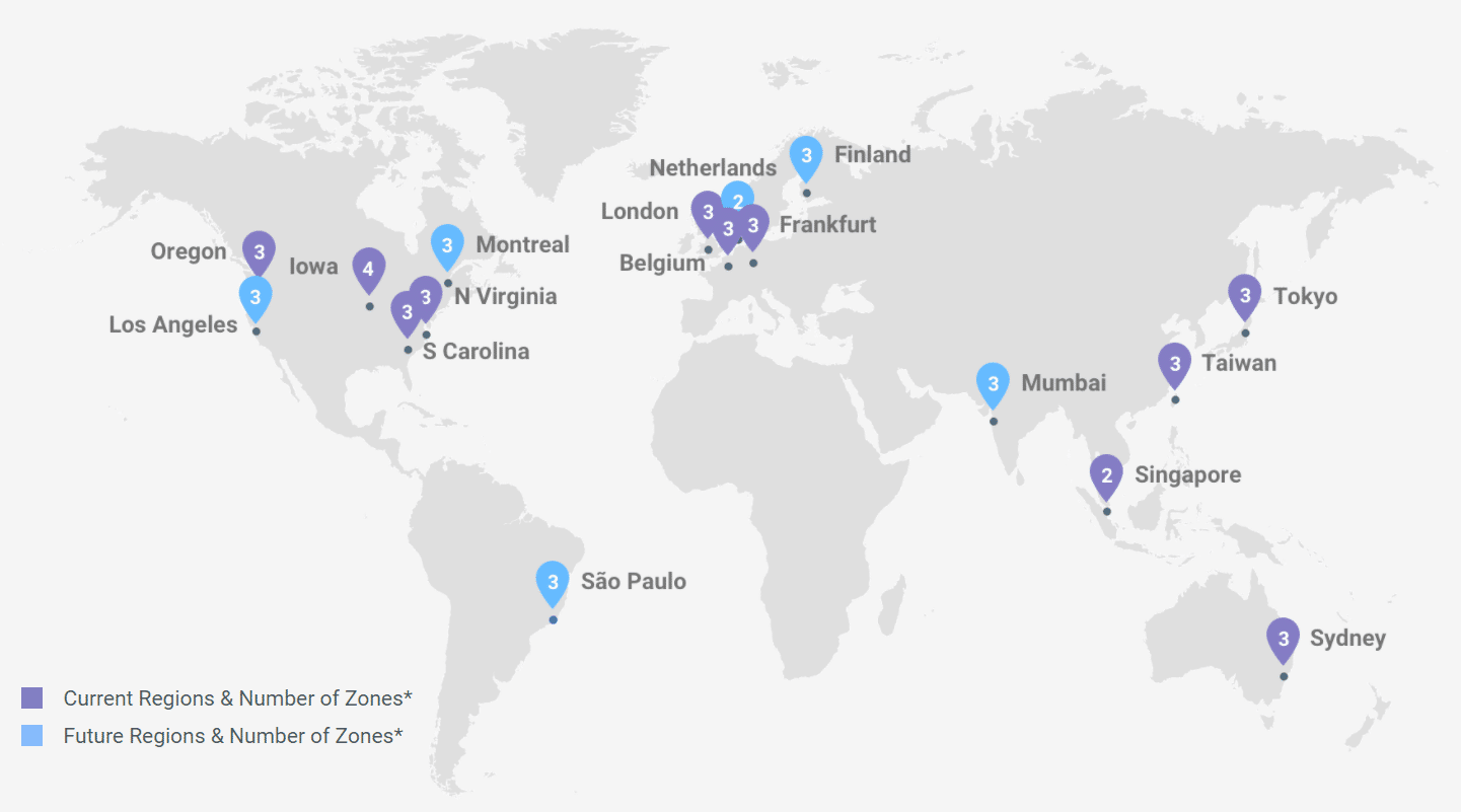 Kinsta Google Cloud server locations