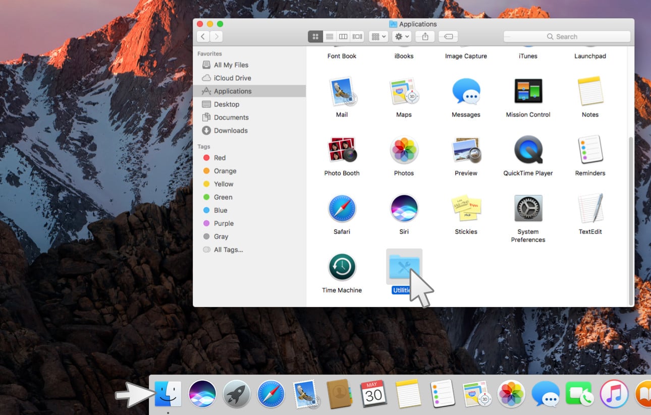 Open Utilities op je Mac