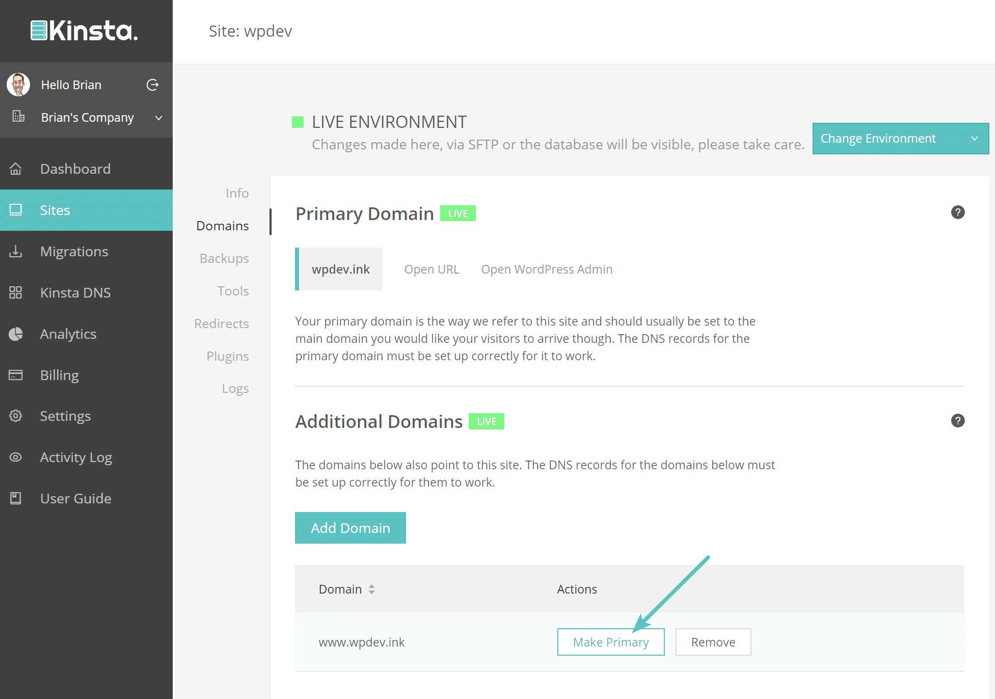 Assign primary domain