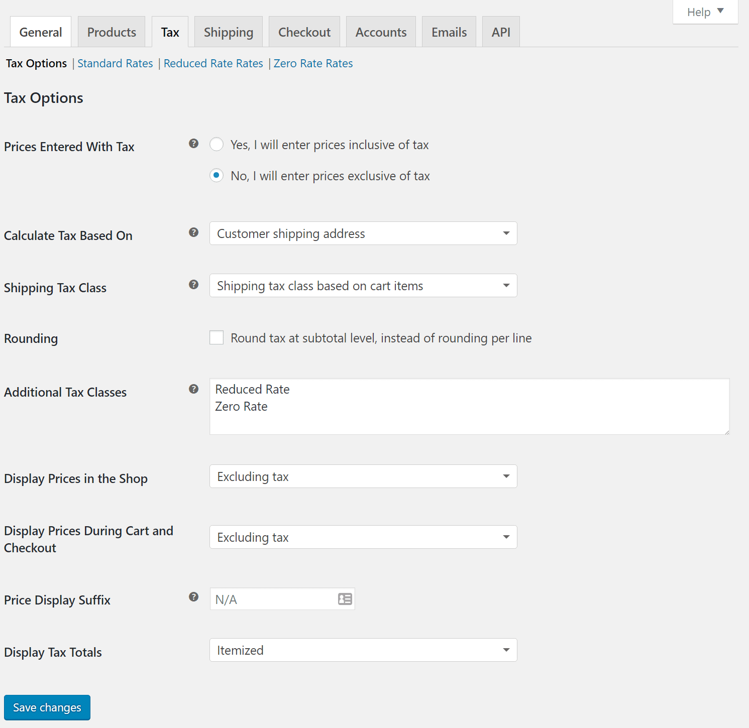 WooCommerce tax settings woocommerce tax settings