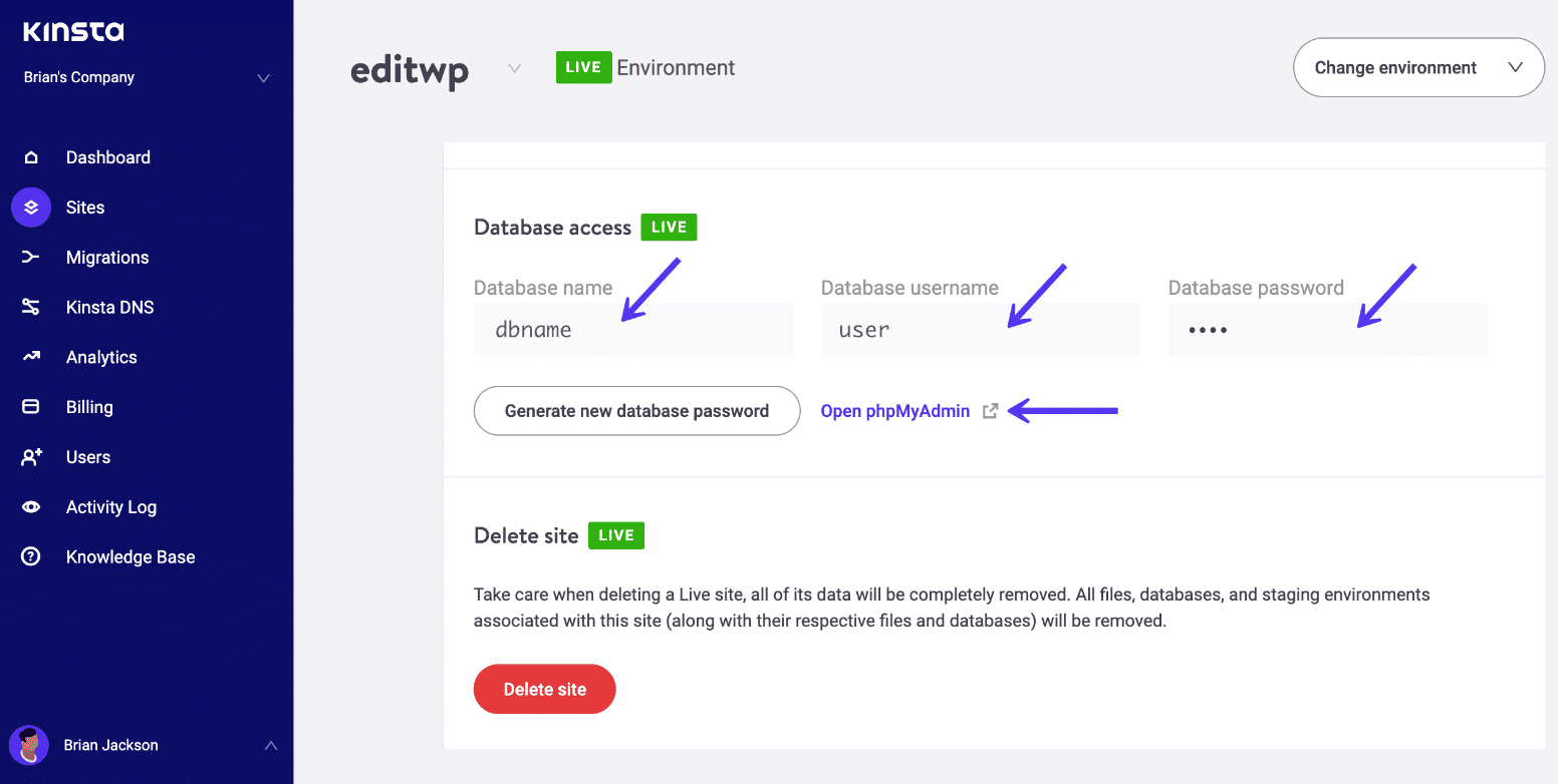 Accès phpMyAdmin