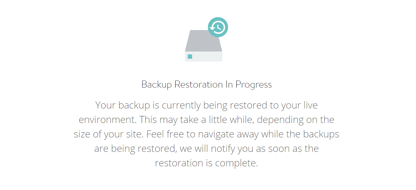 WordPress backup in progress