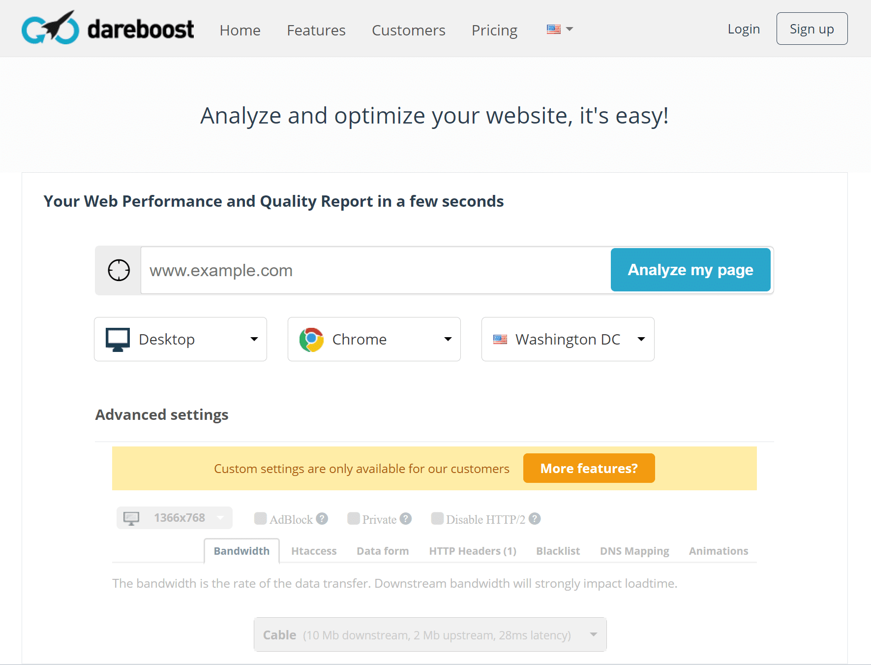 dareboost website speed test