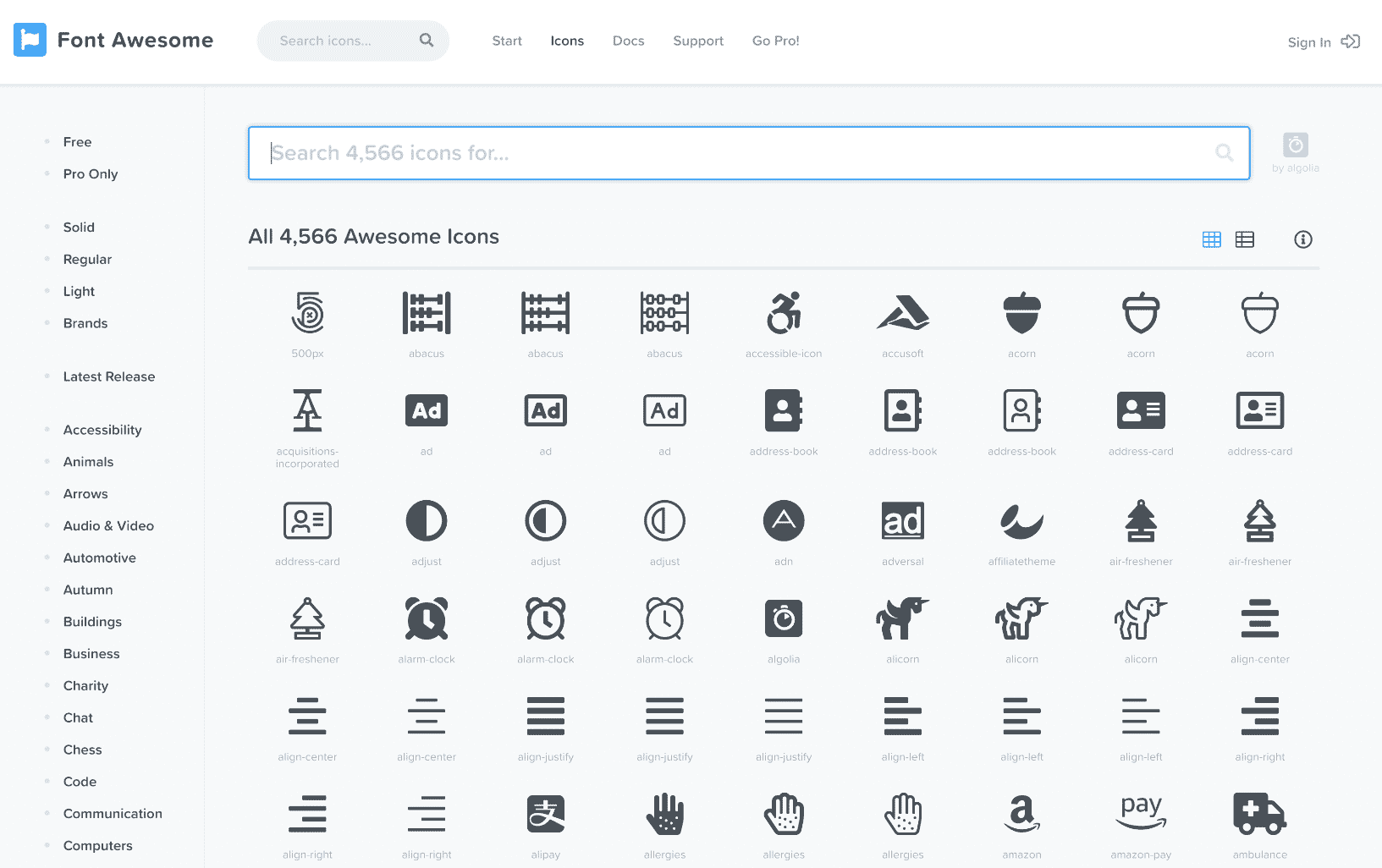 Font Awesome icons