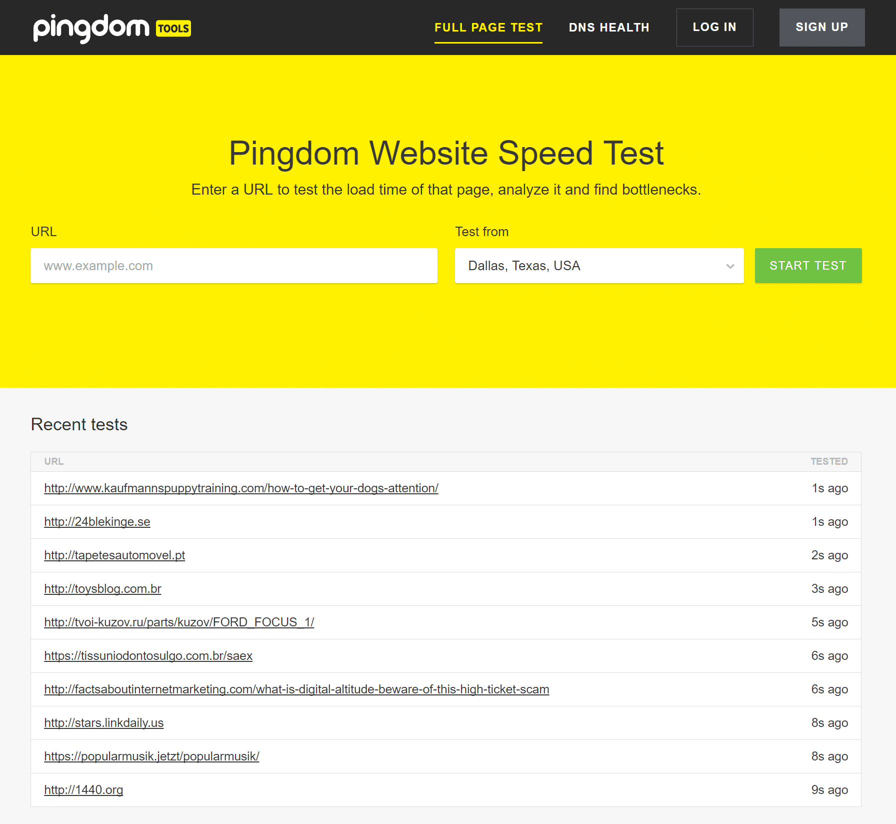 page speed test web