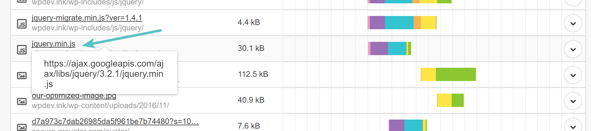 Minified version of jQuery loaded from an external source