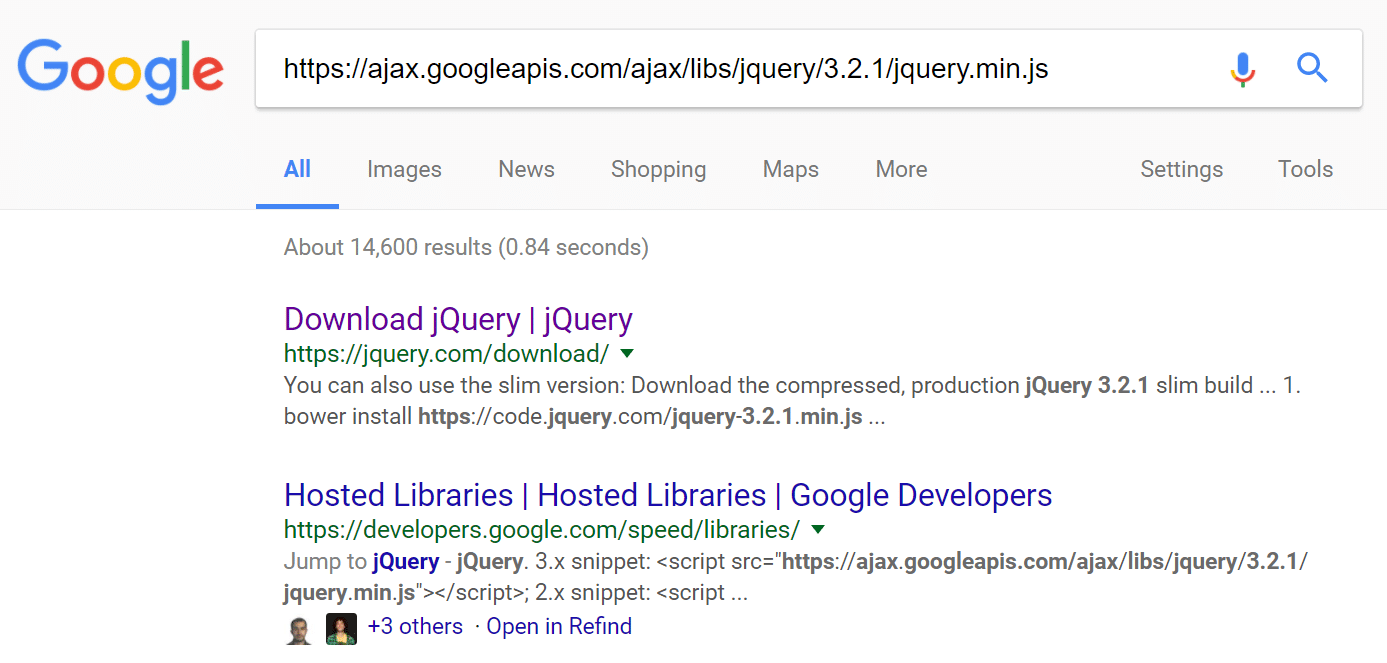 jQuery external script