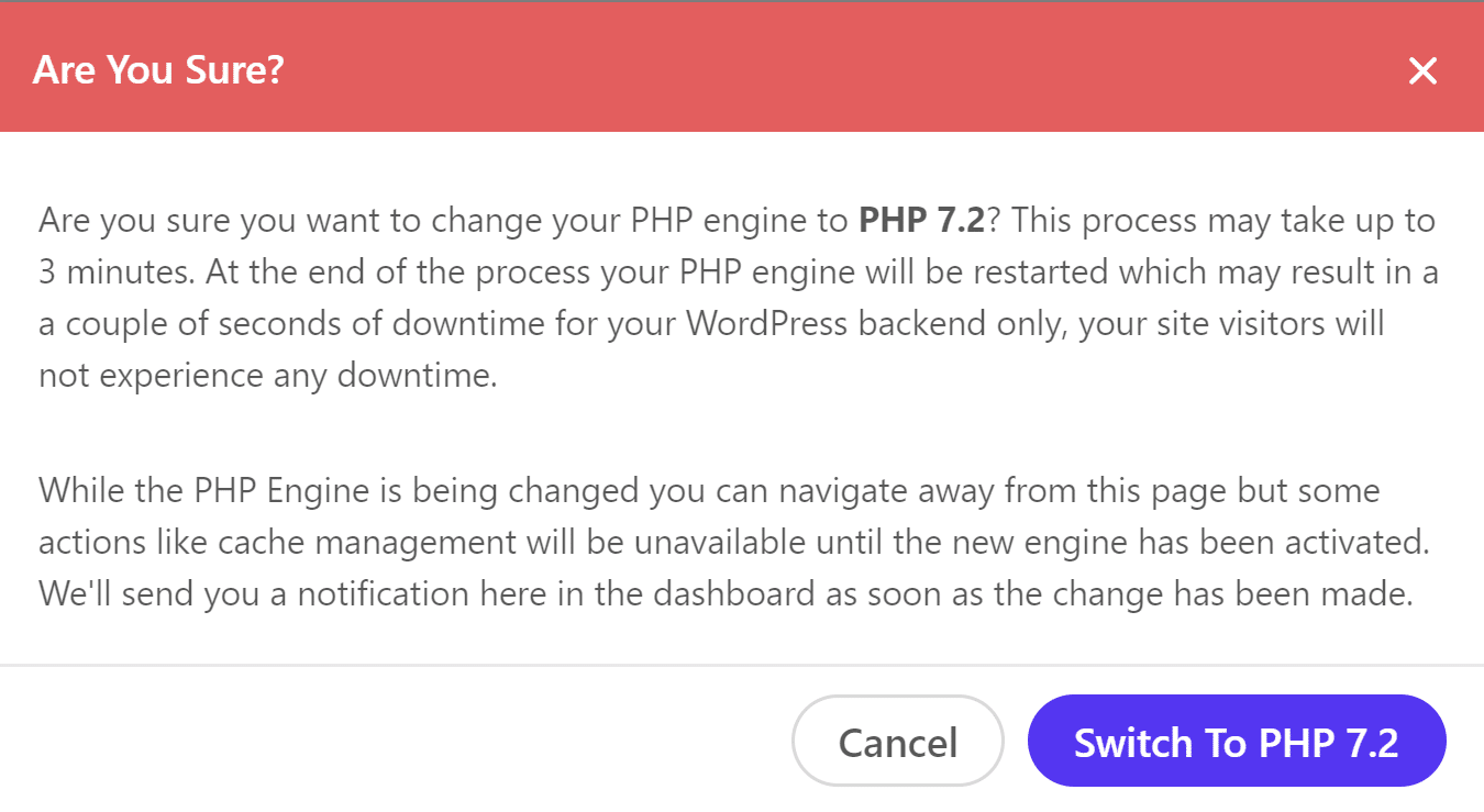 Switch to PHP 7.2