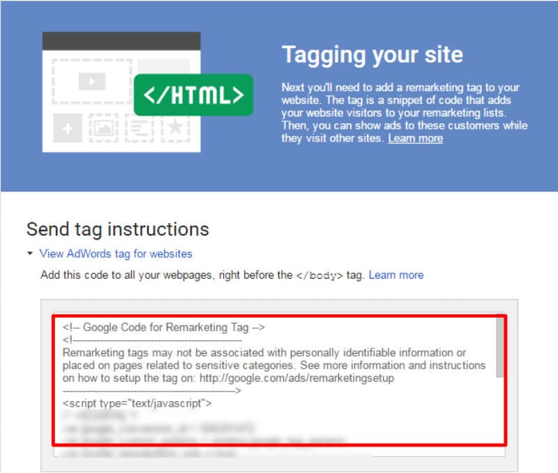 HTML tagging remarketing
