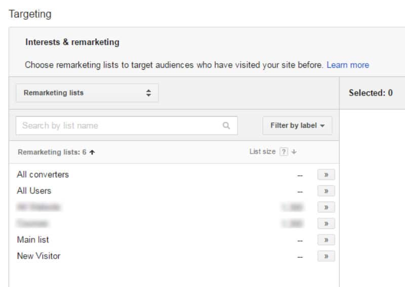 Remarketing lists
