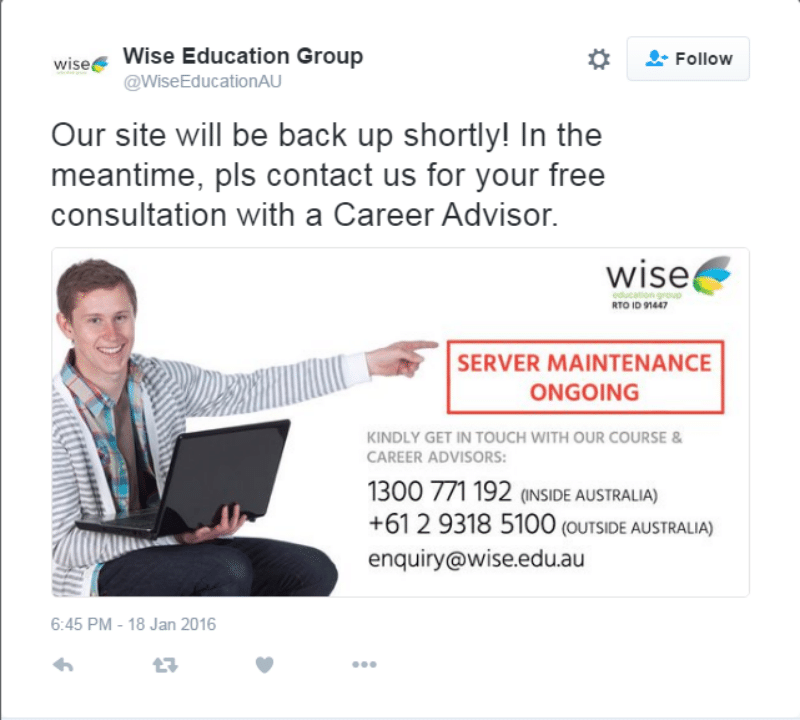 Give users a head's up if you know your site will be down for a time.