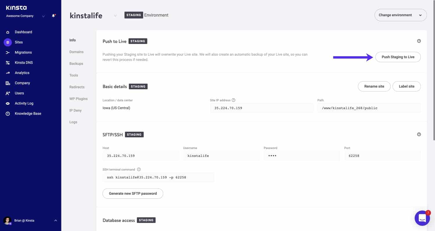 Pasar un Entorno de Staging a Producción en MyKinsta