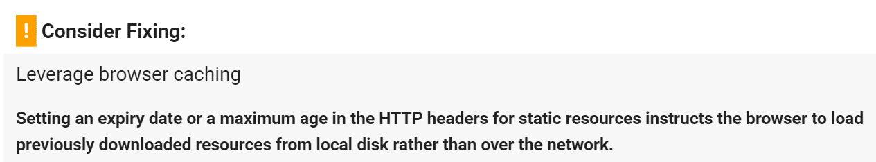 leverage browser caching pagespeed insights