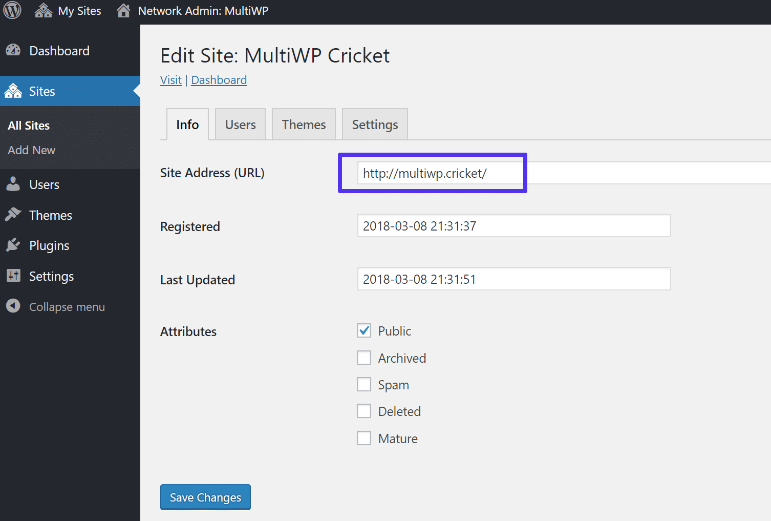 Change subsite address URL