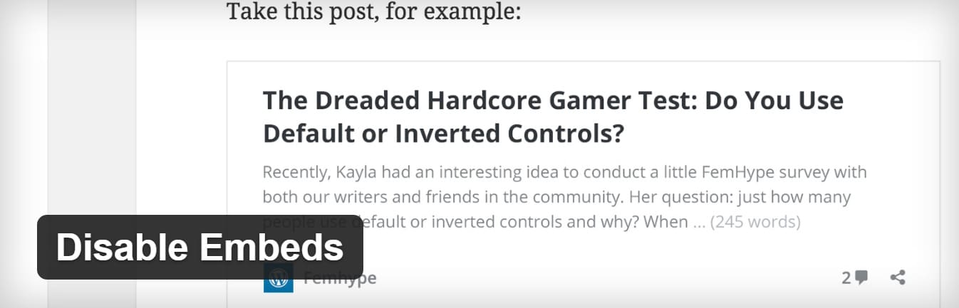 disable embeds wordpress plugin