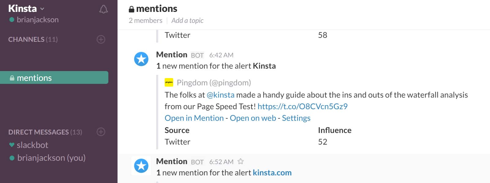 Mention Slack integration mention slack integration