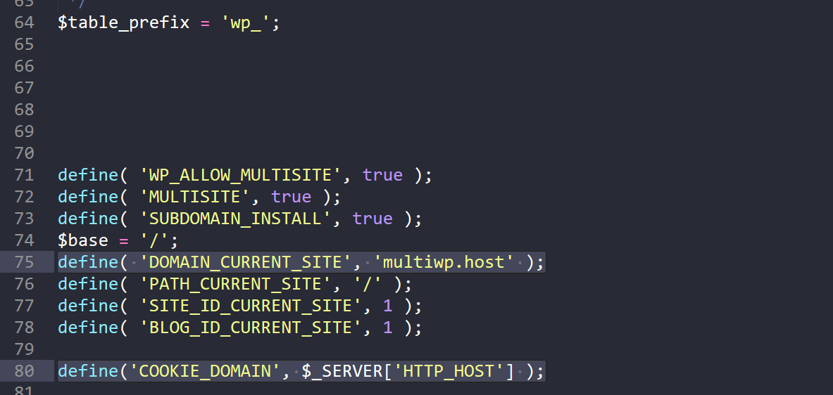 Multisite variables in wp-config.php