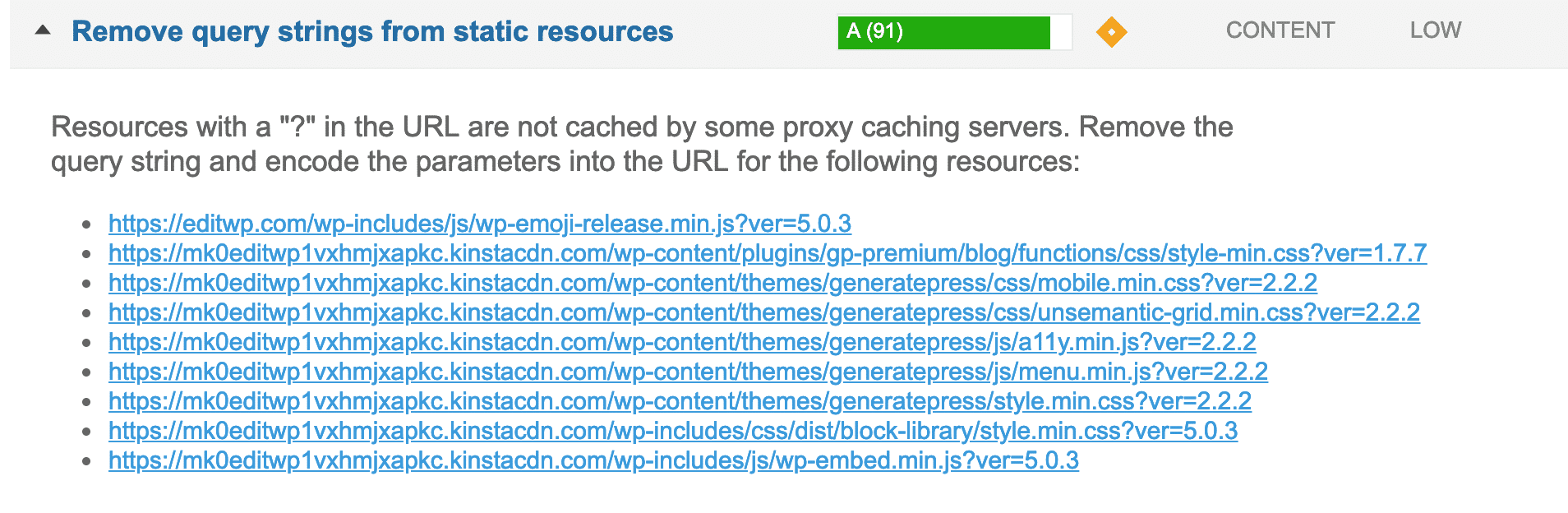 Remove query strings from static resources